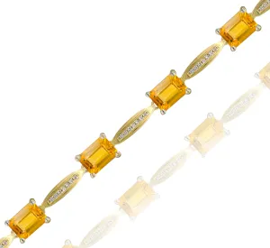0.23ct Diamond and 7.59 ct Citrine Bracelet set in 14KT Yellow Gold / JBCB150021F