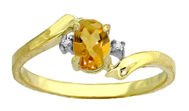 0.46 Carat 14K Solid White Gold Love Carries On Citrine Diamond Ring
