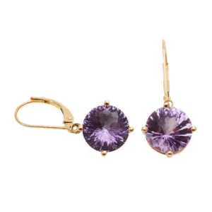 10mm Round Amethyst 14k Yellow Gold Dangle Earrings