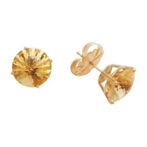 10mm Round Citrine 14k Yellow Gold Earrings