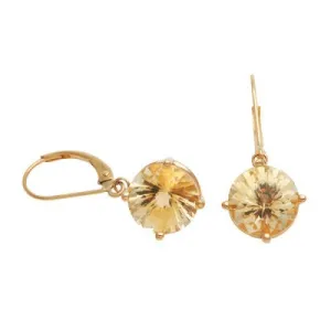 10mm Round Citrine 14k Yellow Gold Earrings