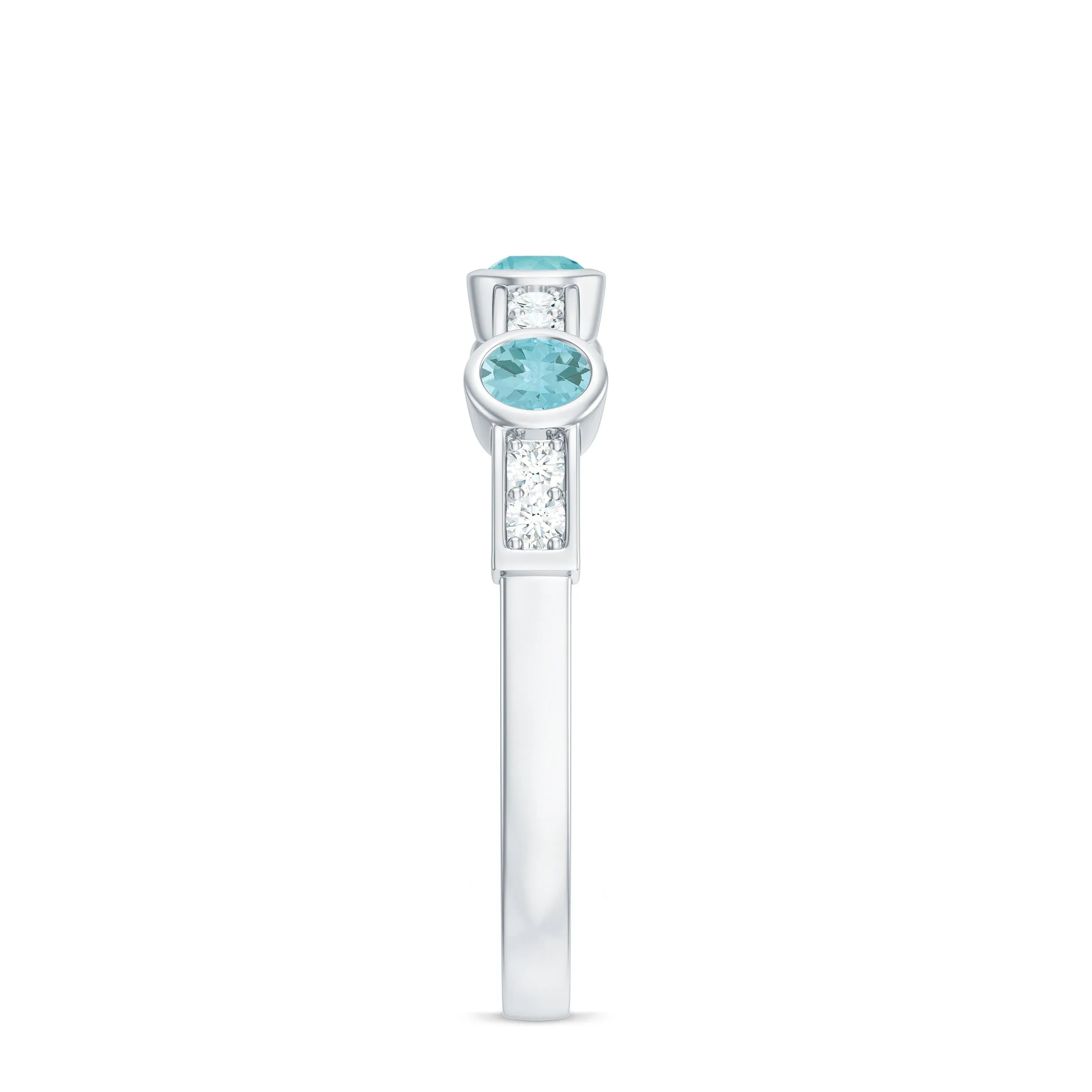 1/2 CT Sky Blue Topaz and Diamond Minimal Half Eternity Ring