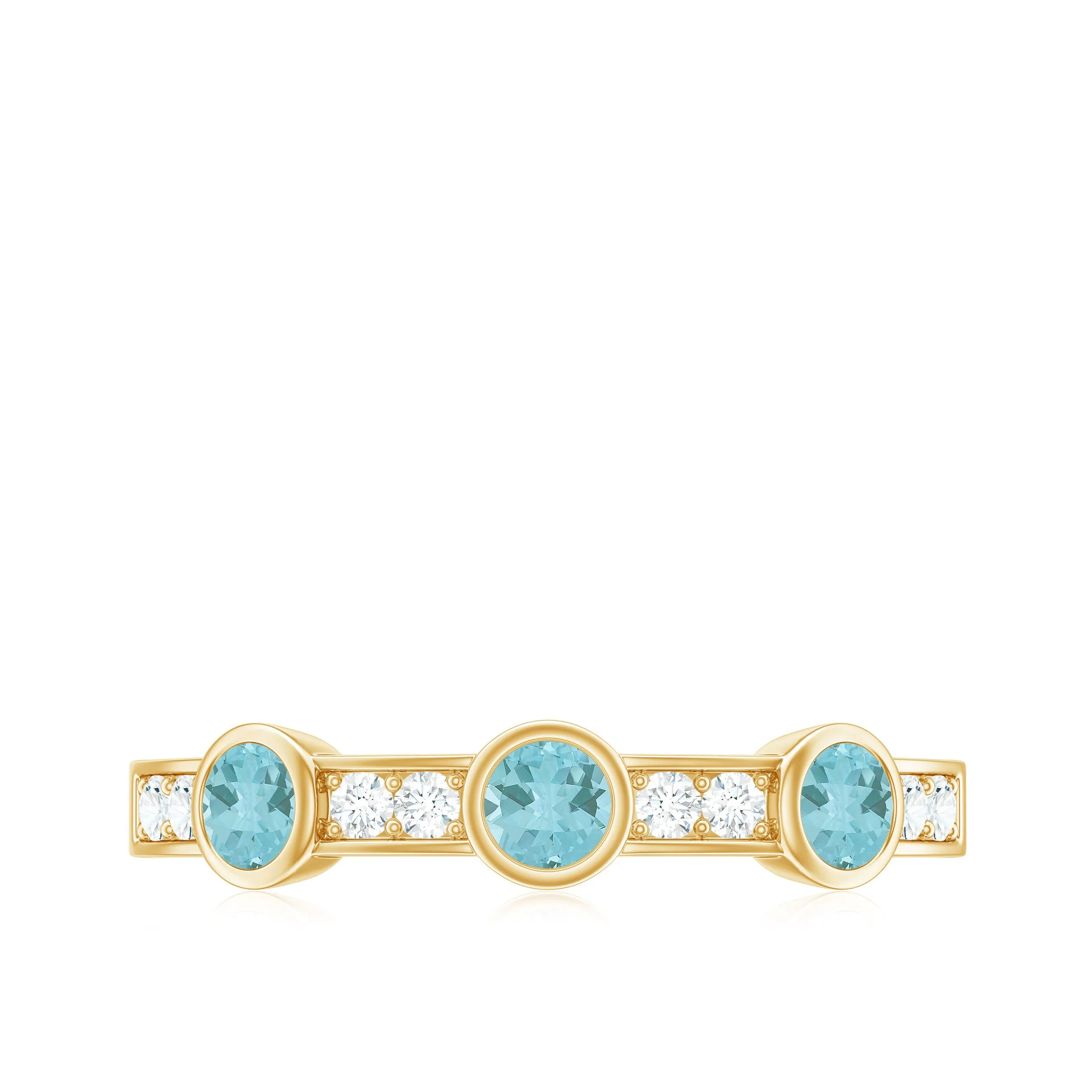 1/2 CT Sky Blue Topaz and Diamond Minimal Half Eternity Ring