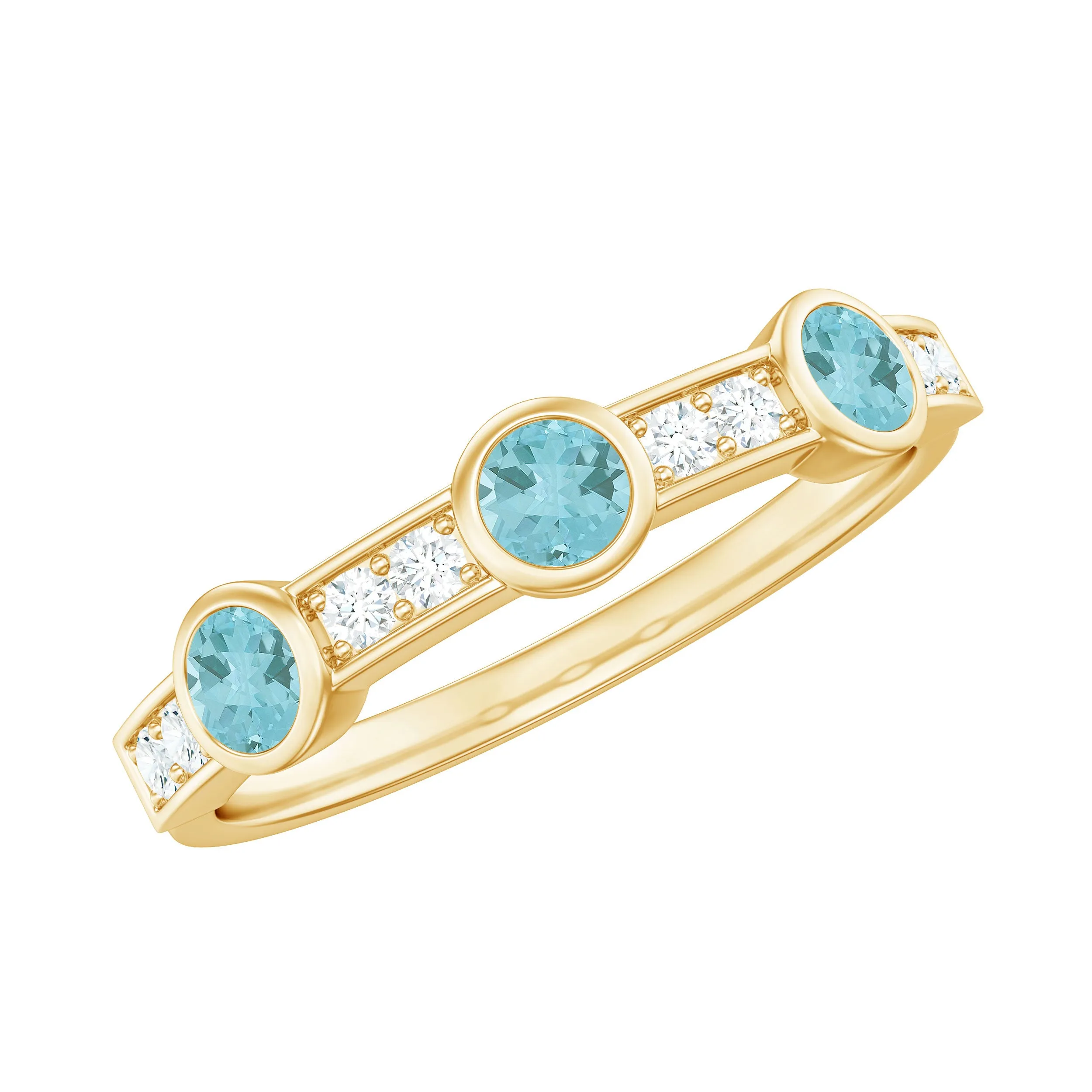 1/2 CT Sky Blue Topaz and Diamond Minimal Half Eternity Ring