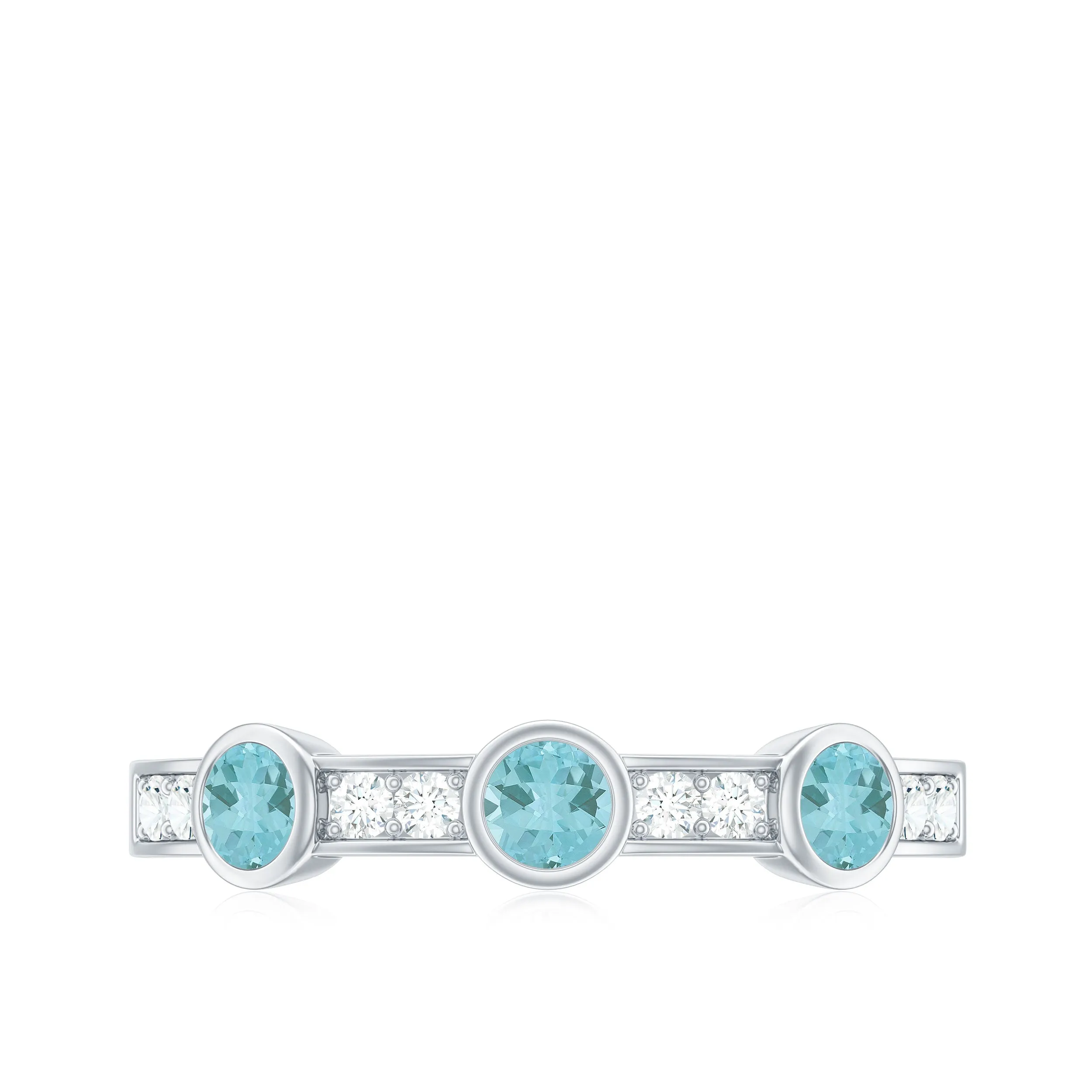 1/2 CT Sky Blue Topaz and Diamond Minimal Half Eternity Ring
