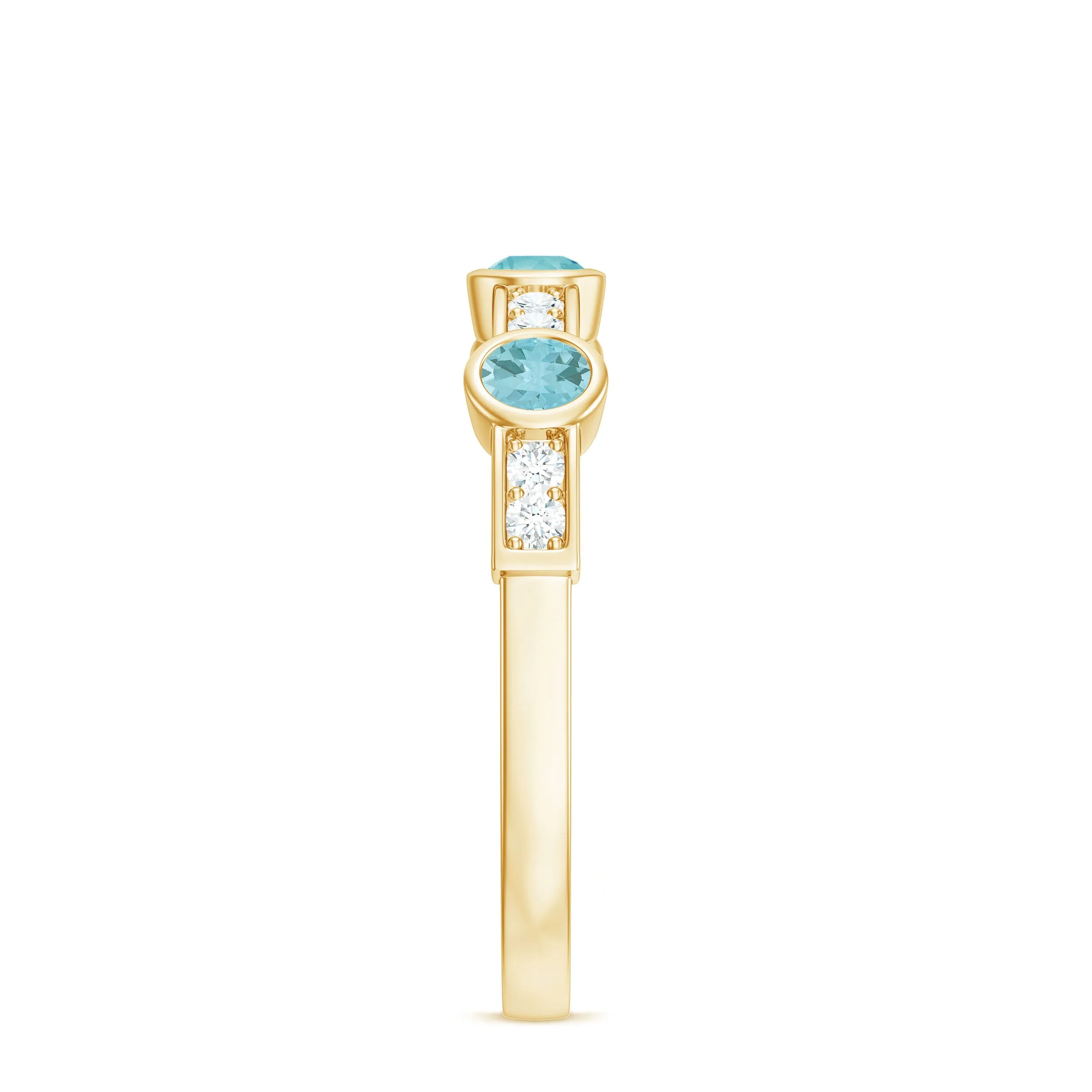 1/2 CT Sky Blue Topaz and Diamond Minimal Half Eternity Ring