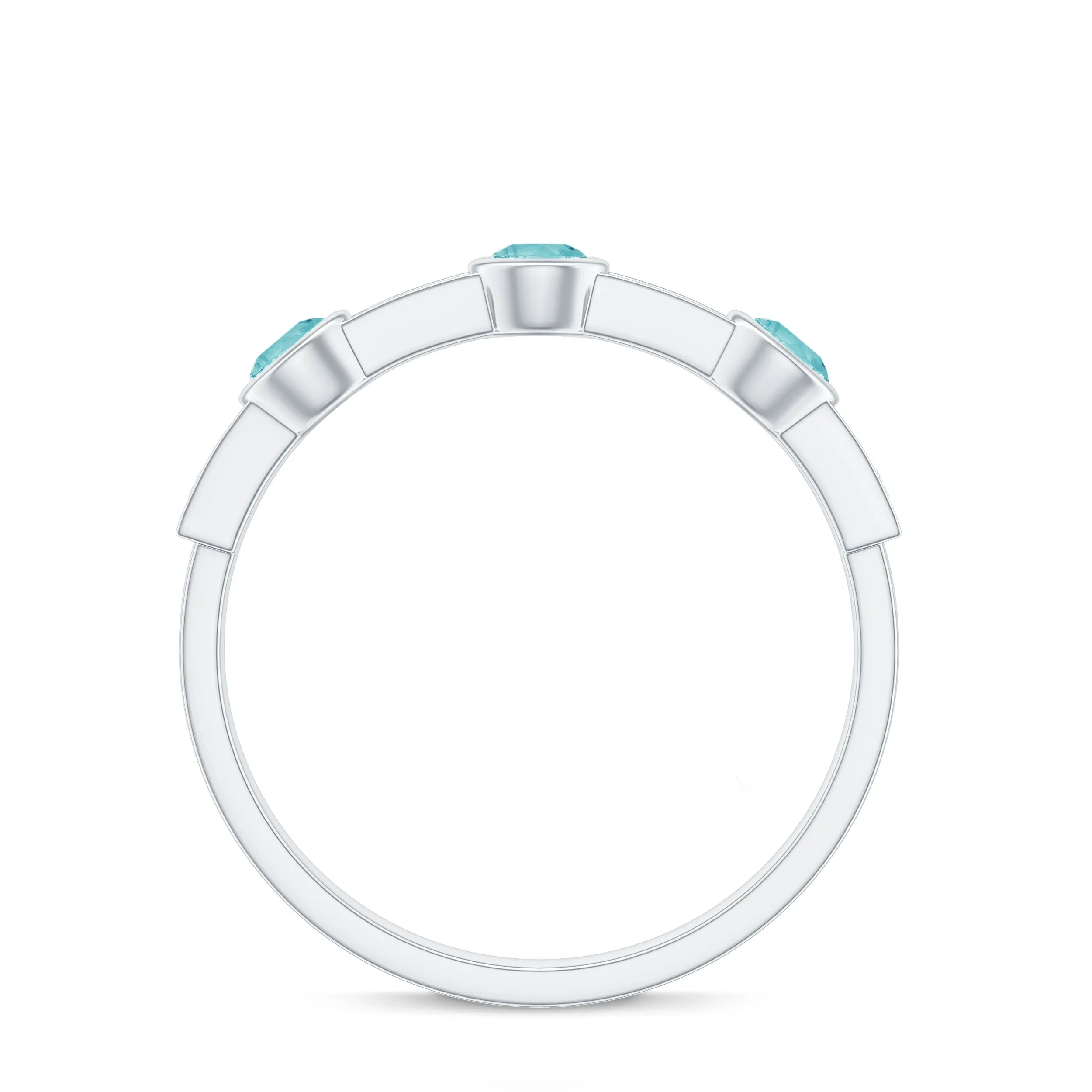 1/2 CT Sky Blue Topaz and Diamond Minimal Half Eternity Ring