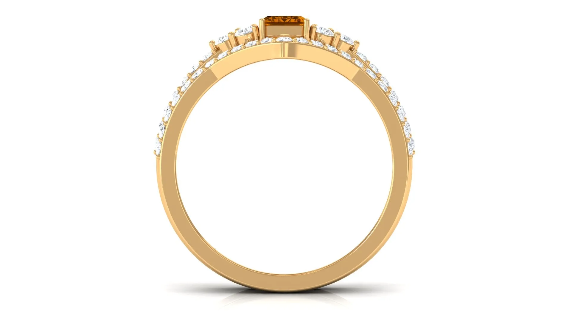 1.25 CT Natural Citrine and Moissanite Ring Set in Prong Setting