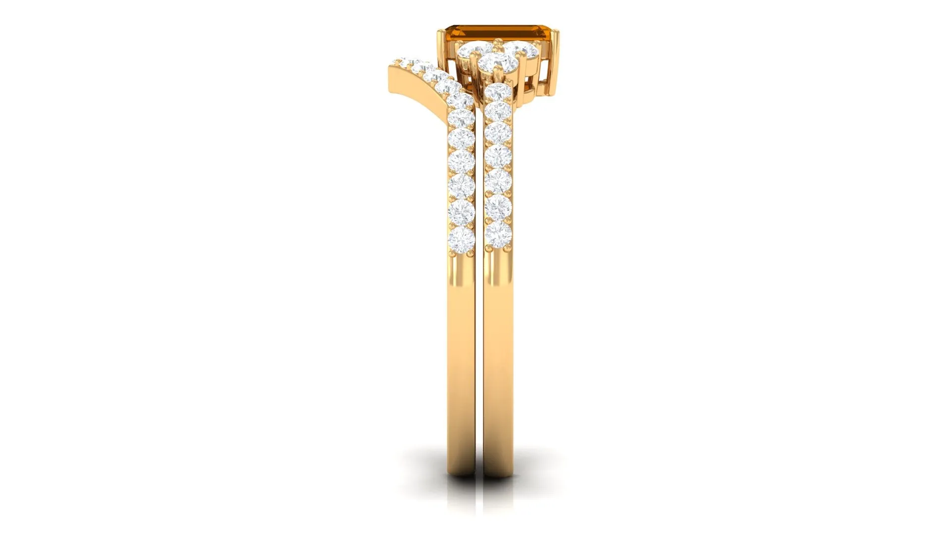 1.25 CT Natural Citrine and Moissanite Ring Set in Prong Setting