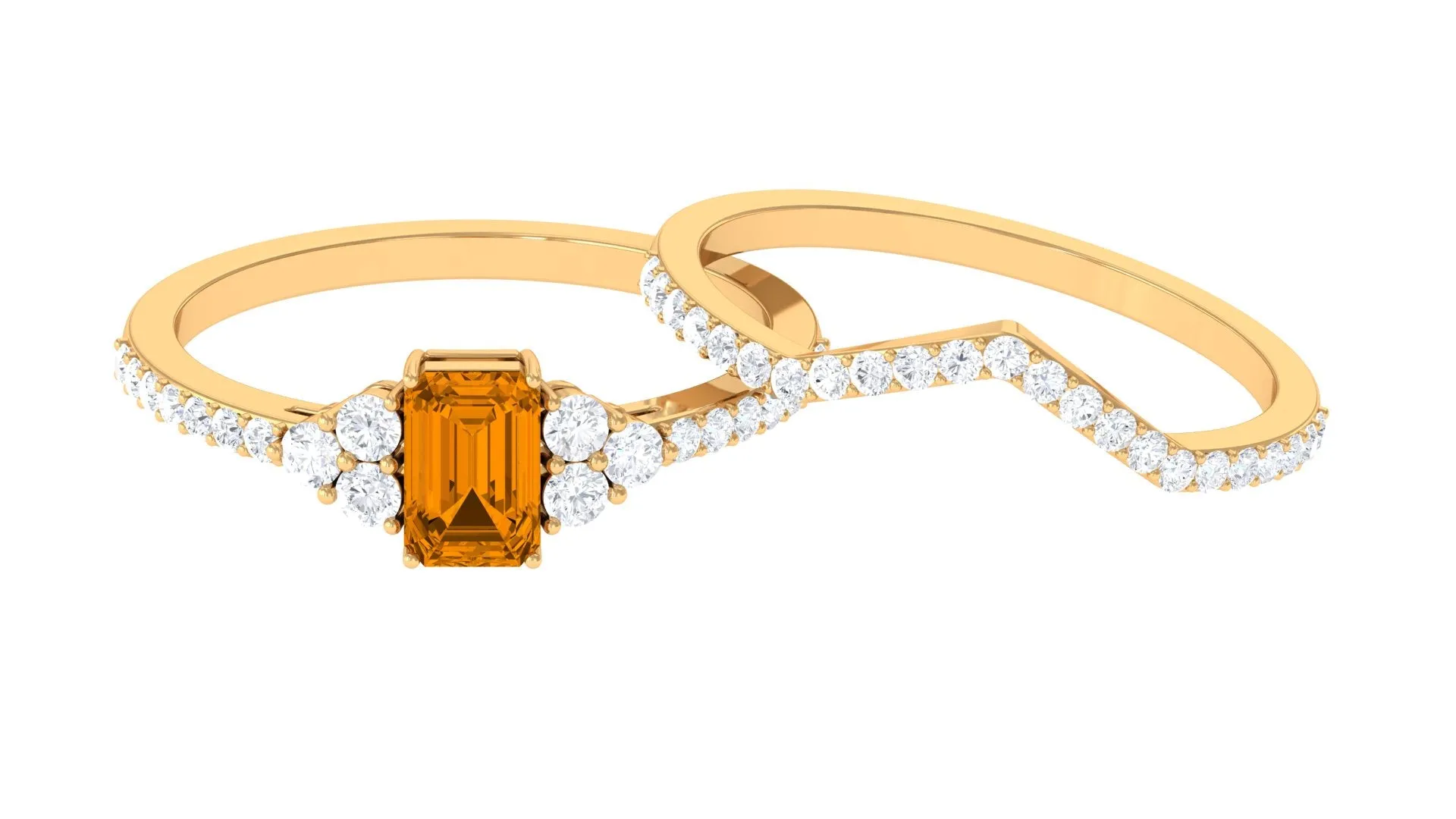 1.25 CT Natural Citrine and Moissanite Ring Set in Prong Setting