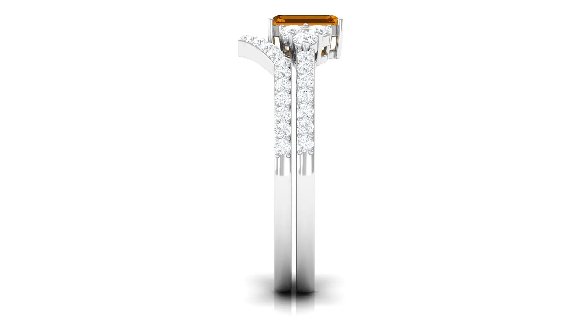 1.25 CT Natural Citrine and Moissanite Ring Set in Prong Setting