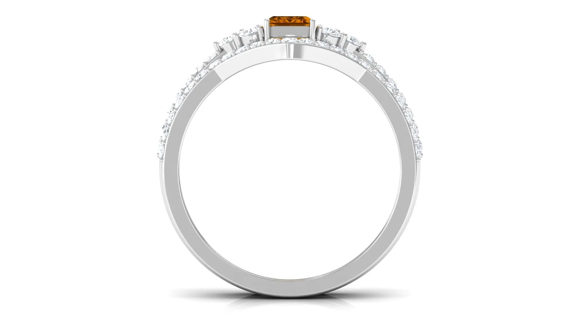 1.25 CT Natural Citrine and Moissanite Ring Set in Prong Setting