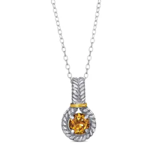 14K And 925 Sterling Sliver Pendant With Citrine (145NP8511TCT)
