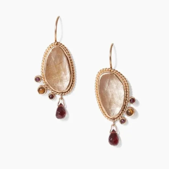 14K Rutilated Quartz Mix Pompeii Earrings