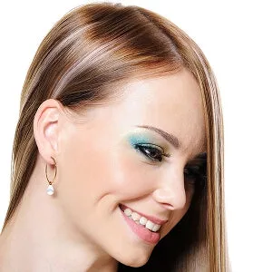 14K Solid Rose Gold Hoop Earrings w/ Natural Rose Topaz