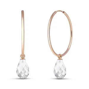 14K Solid Rose Gold Hoop Earrings w/ Natural Rose Topaz