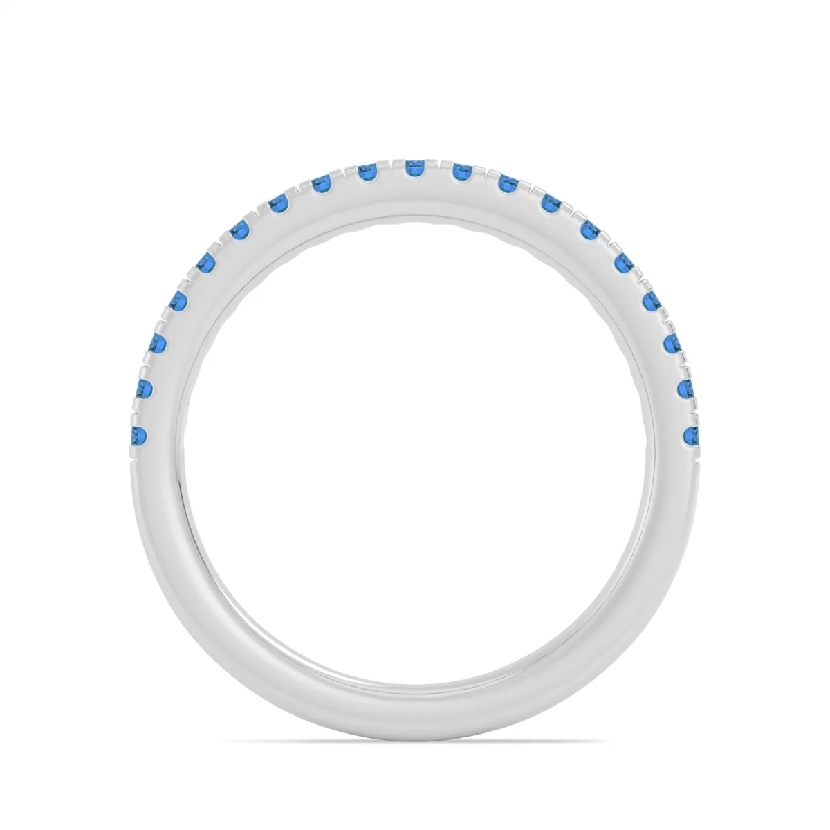14K White Gold Blue Topaz Band