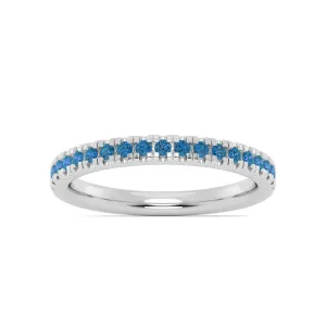 14K White Gold Blue Topaz Band
