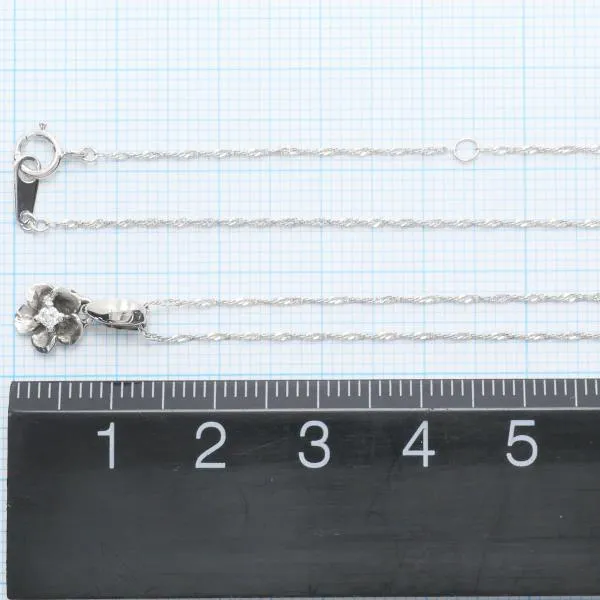 14K White Gold Zircon Necklace