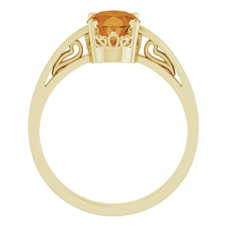 14K Yellow Natural Citrine Solitaire Ring
