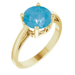 14K Yellow Natural Swiss Blue Topaz Ring