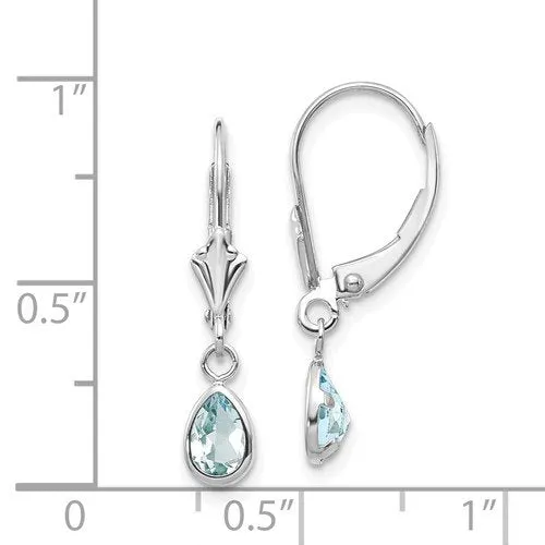 14KT GOLD 0.70 CTW PEAR AQUAMARINE LEVERBACK DROP EARRINGS