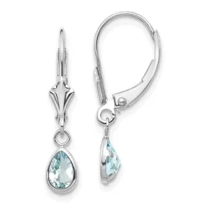 14KT GOLD 0.70 CTW PEAR AQUAMARINE LEVERBACK DROP EARRINGS