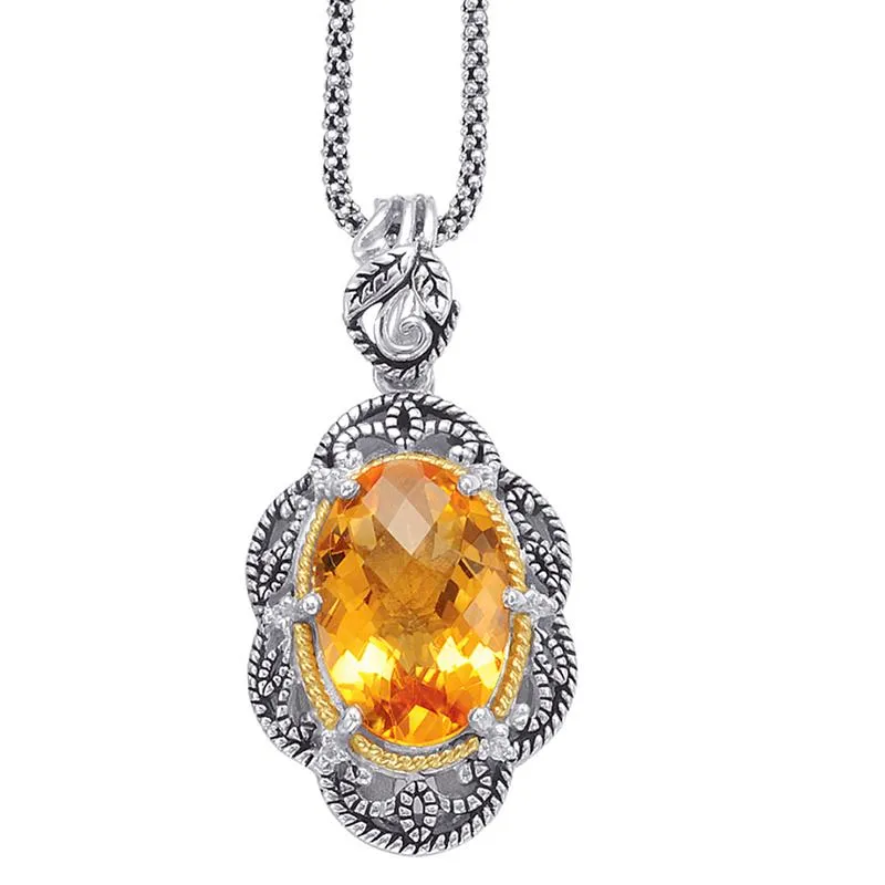 14Kt/Silver Citrine Pendant (141P111622CTWT)