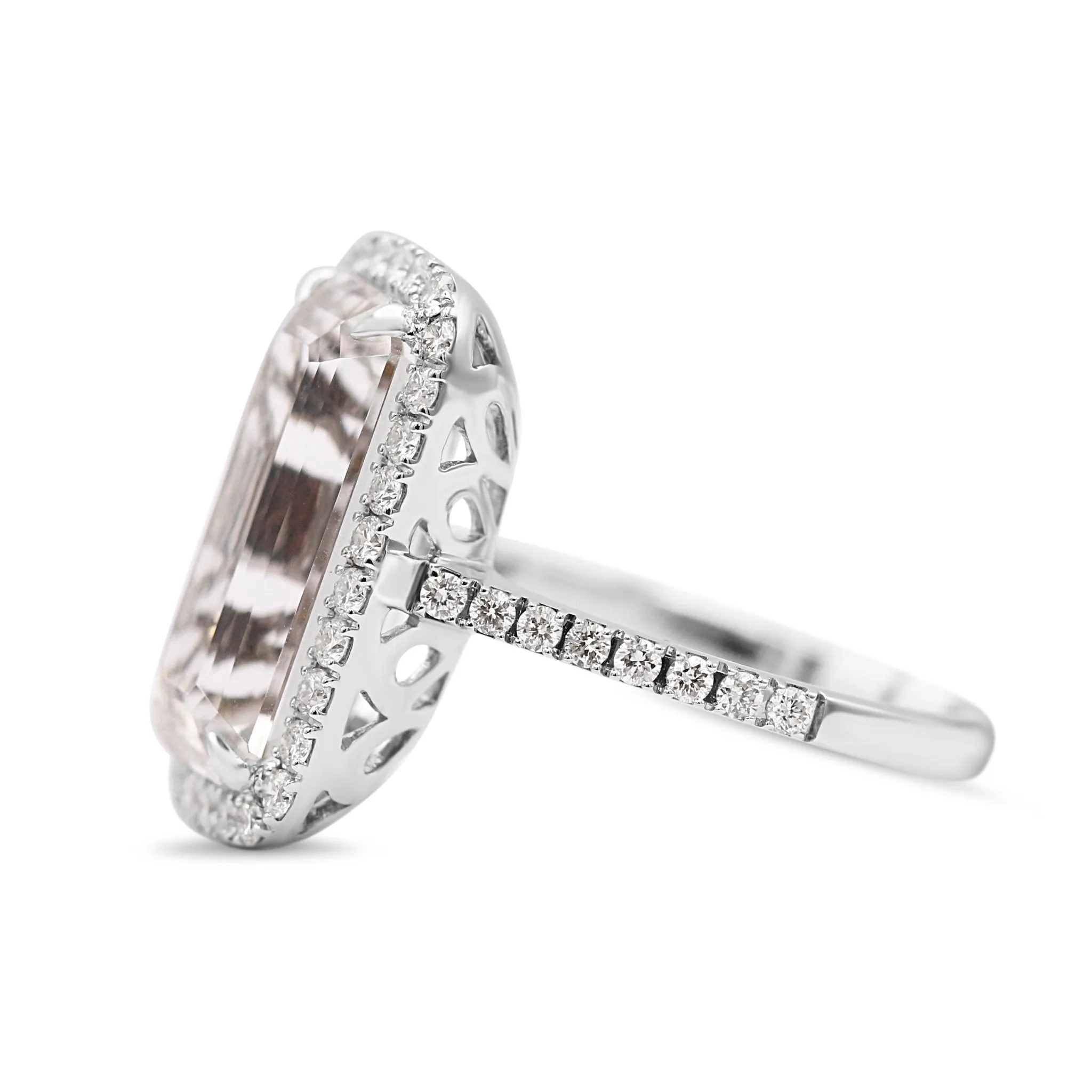 18ct White Gold Diamond & White Topaz Ring, Diamond Shoulders