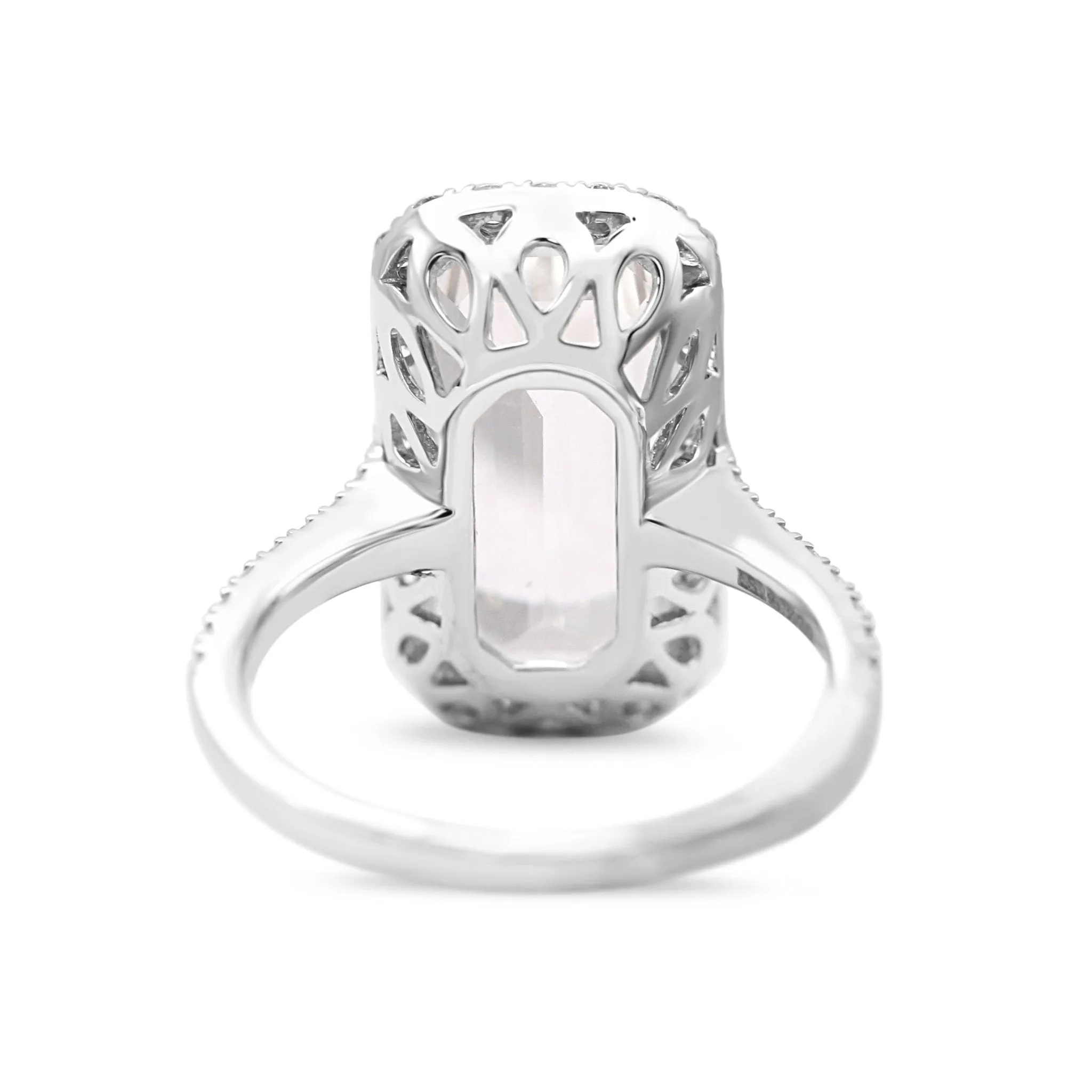 18ct White Gold Diamond & White Topaz Ring, Diamond Shoulders