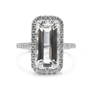 18ct White Gold Diamond & White Topaz Ring, Diamond Shoulders