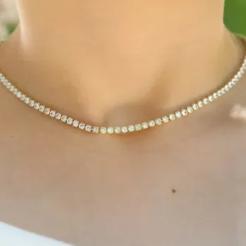 18K Gold-Filled Tennis Choker Necklace
