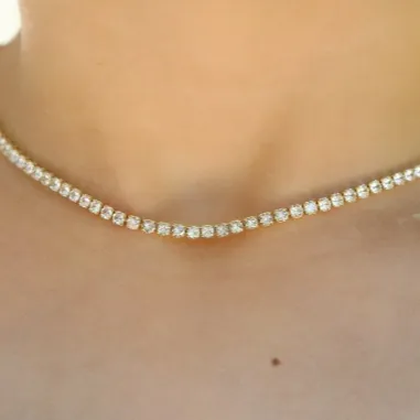 18K Gold-Filled Tennis Choker Necklace