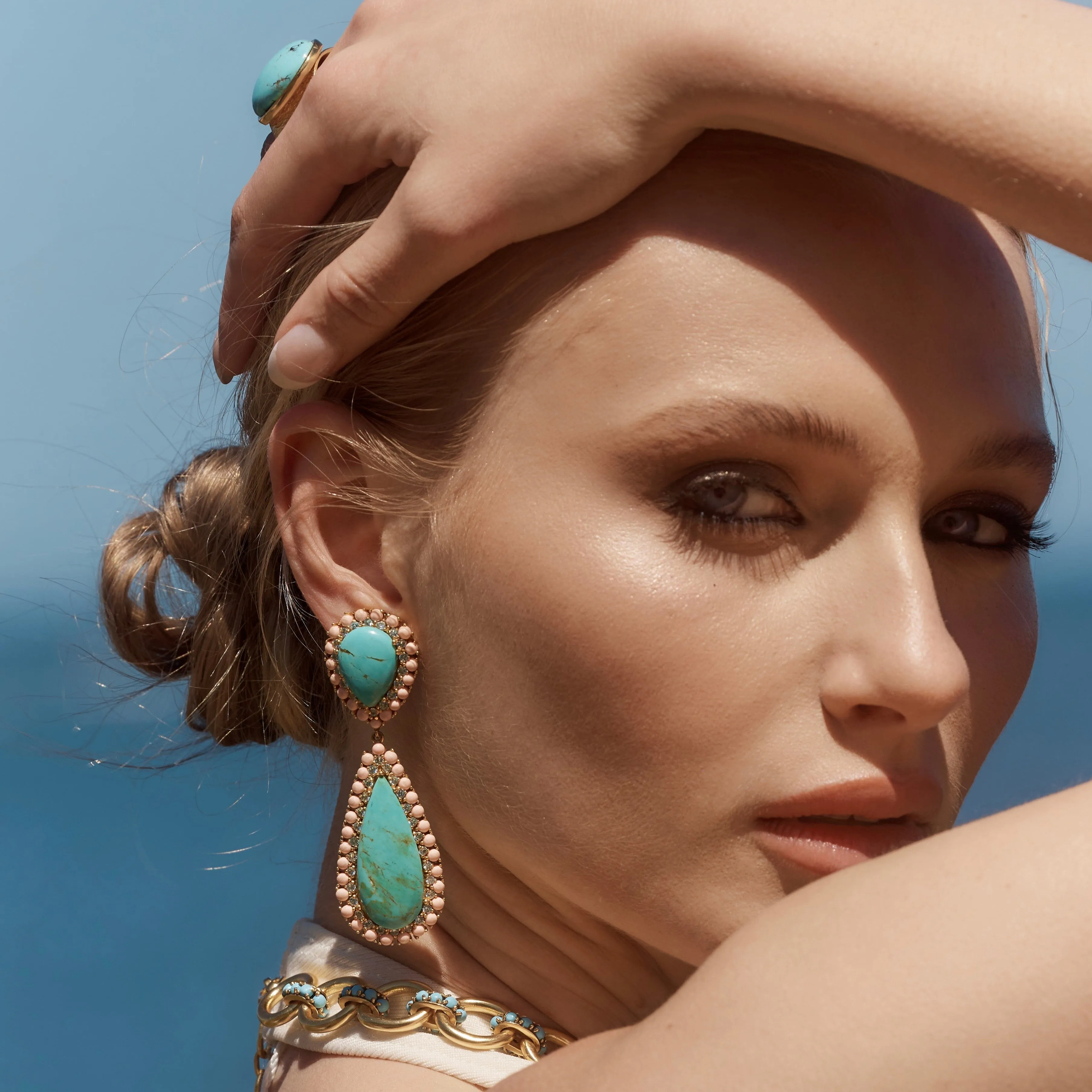 18k Gold Vermeil Turquoise Drop Earrings: The Irena