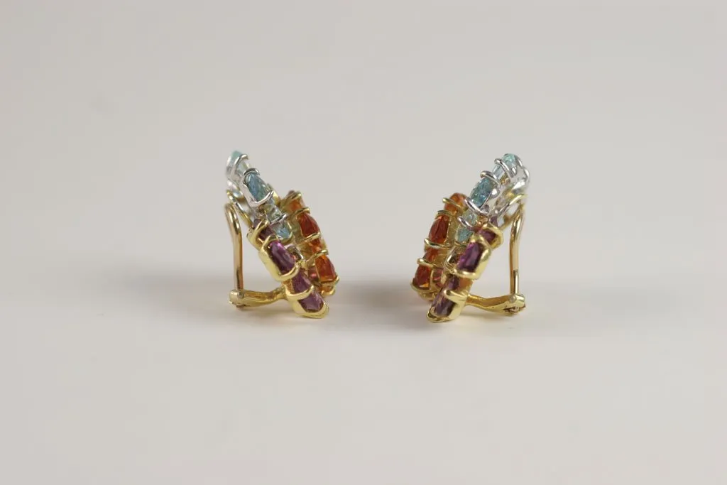 18kt White gold Three Flower Cluster Earring