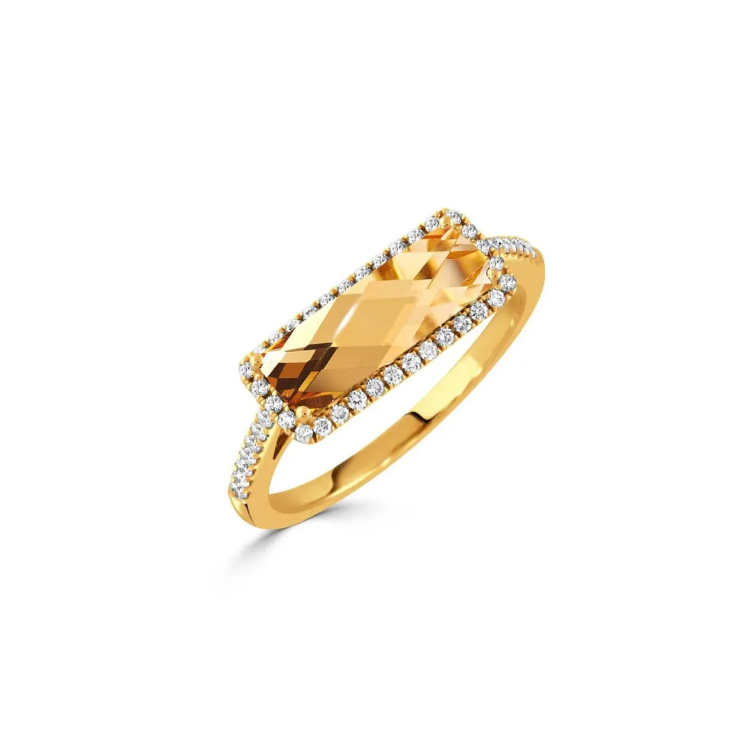 18kt Yellow Gold Diamond Ring with Citrine