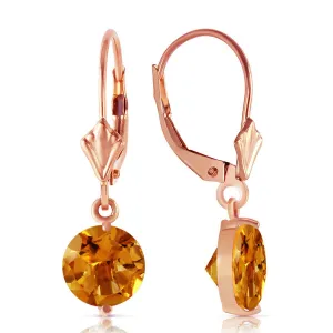 3.1 Carat 14K Solid Rose Gold Leverback Earrings Citrine