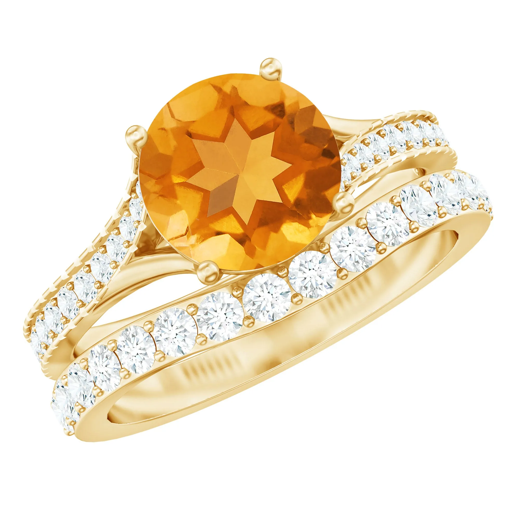 3.50 CT Wedding and Engagement Ring Set with Citrine and Moissanite