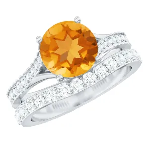 3.50 CT Wedding and Engagement Ring Set with Citrine and Moissanite