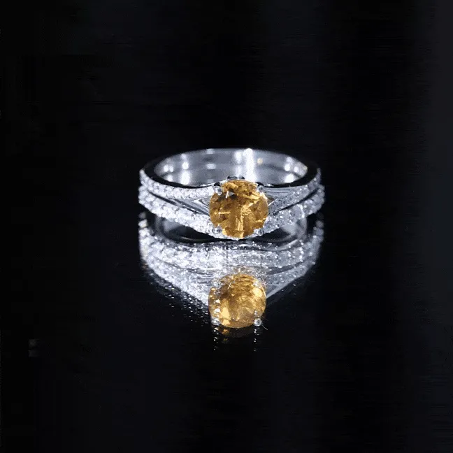 3.50 CT Wedding and Engagement Ring Set with Citrine and Moissanite