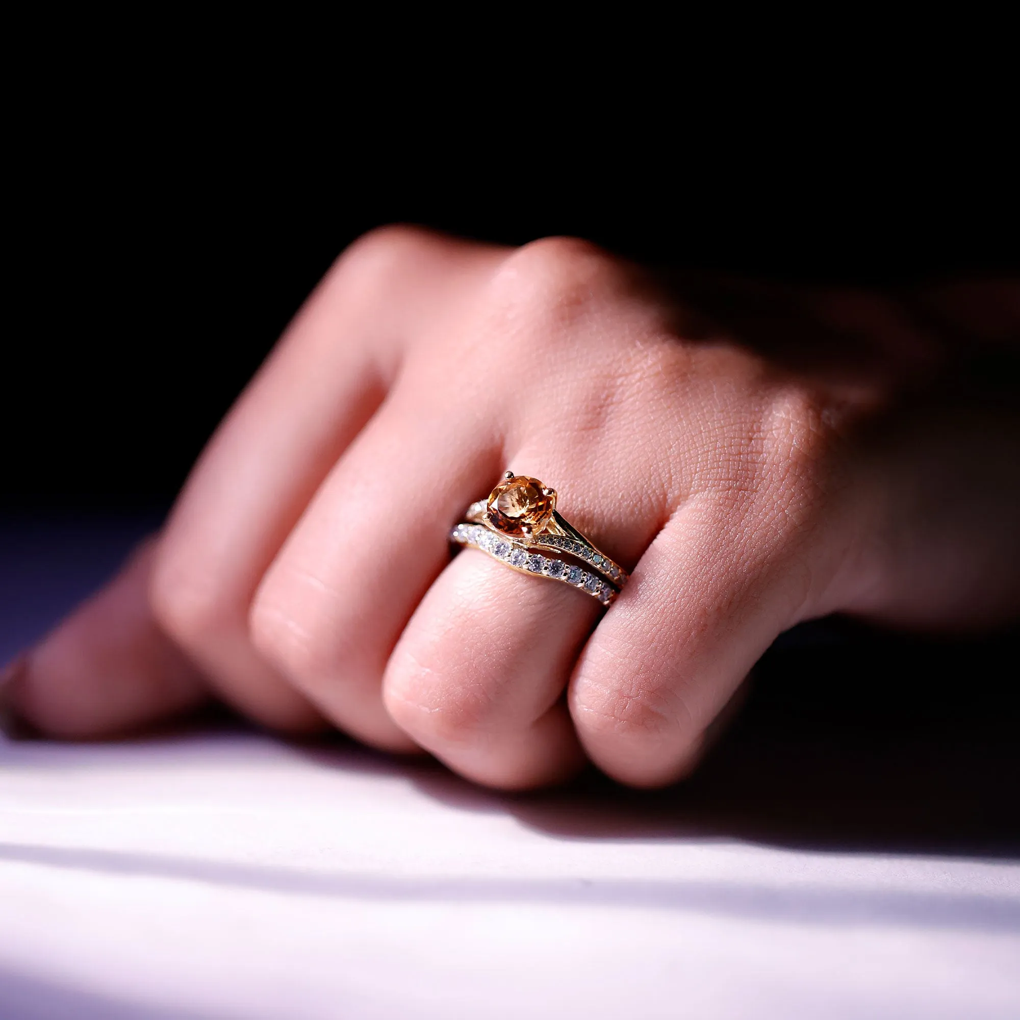 3.50 CT Wedding and Engagement Ring Set with Citrine and Moissanite