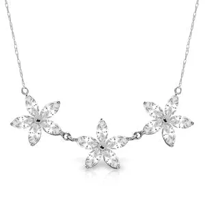 4.75 Carat 14K Solid White Gold Necklace Natural White Topaz