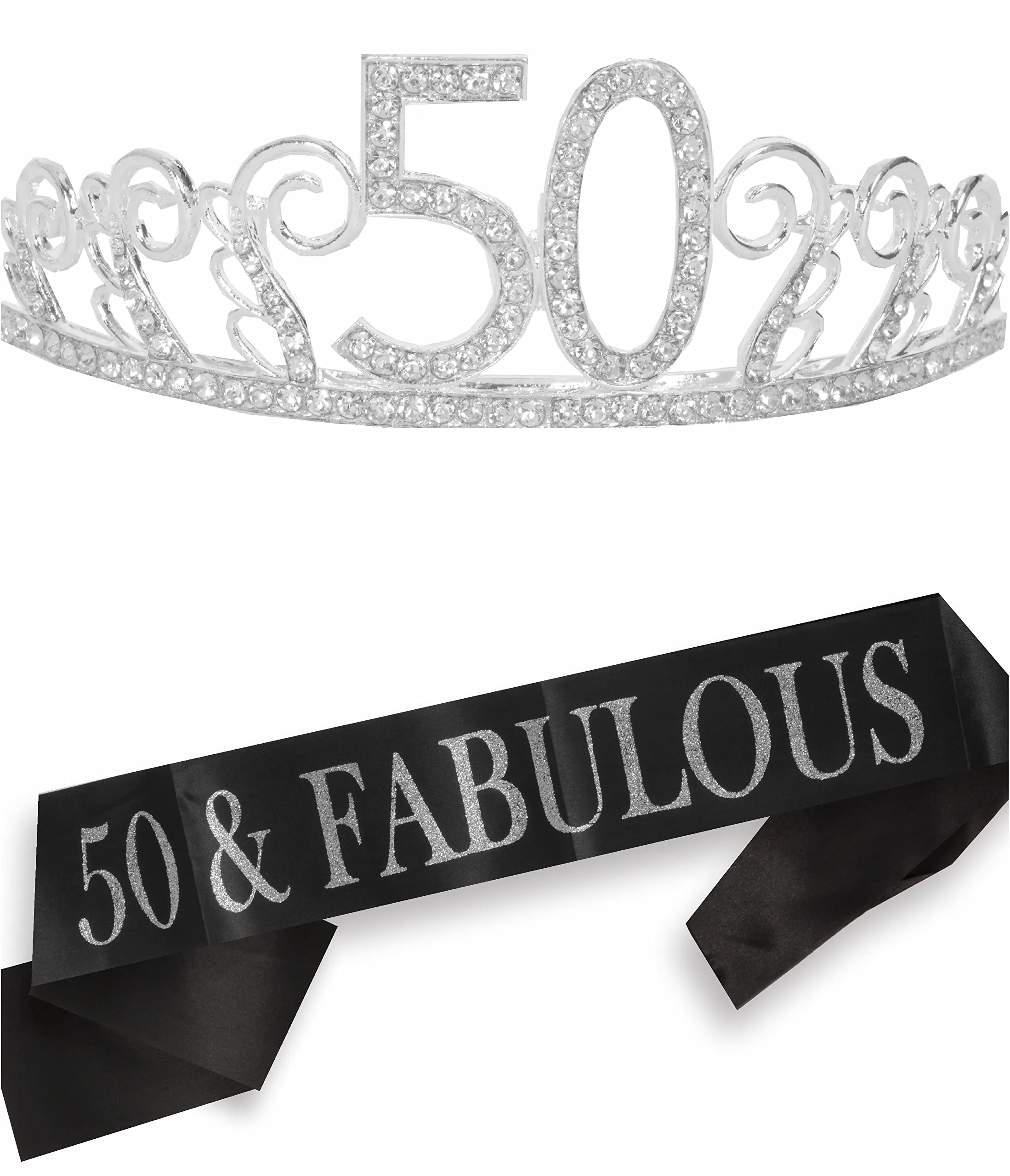 50 Birthday Gifts For Women,50 Bday Decorations For Women,50Th Sash For Women,50Th Tiara