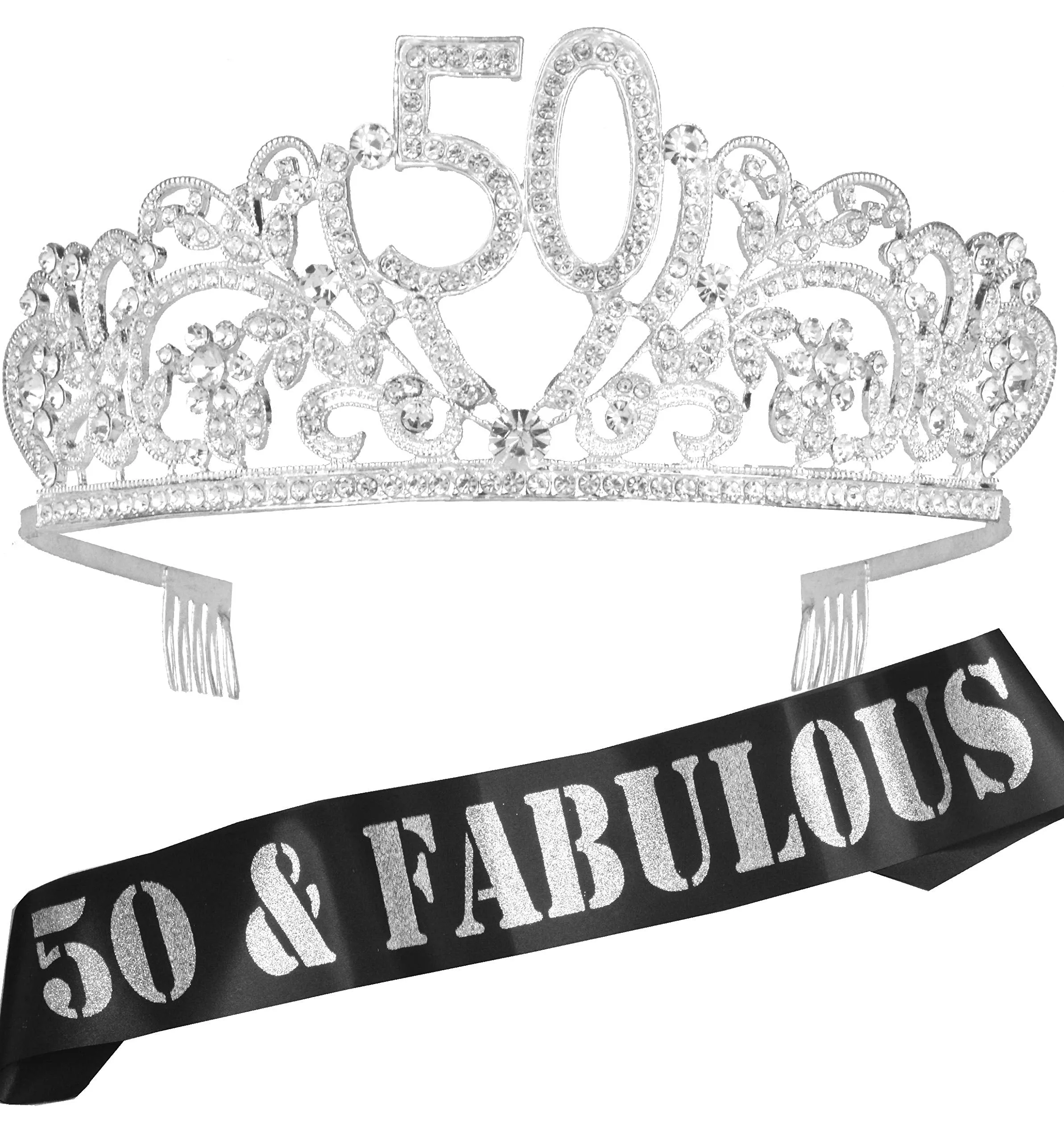 50 Birthday Gifts For Women,50 Bday Decorations For Women,50Th Sash For Women,50Th Tiara