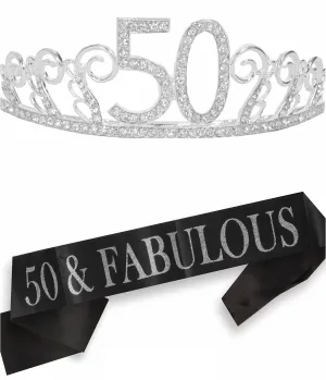 50 Birthday Gifts For Women,50 Bday Decorations For Women,50Th Sash For Women,50Th Tiara
