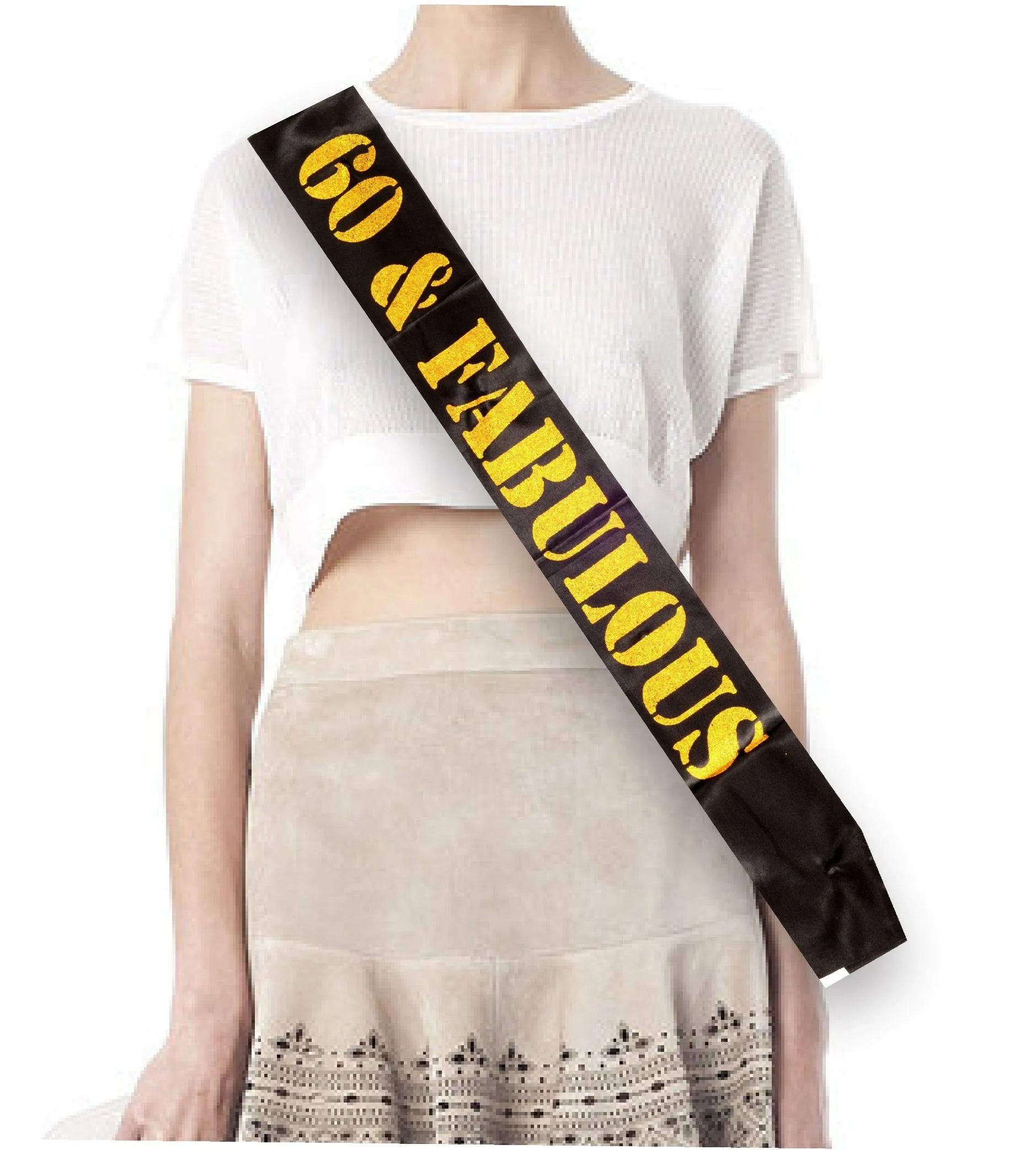 60th Birthday Gifts for Woman, 60th Birthday Tiara and Sash Gold, HAPPY 60th Birthday