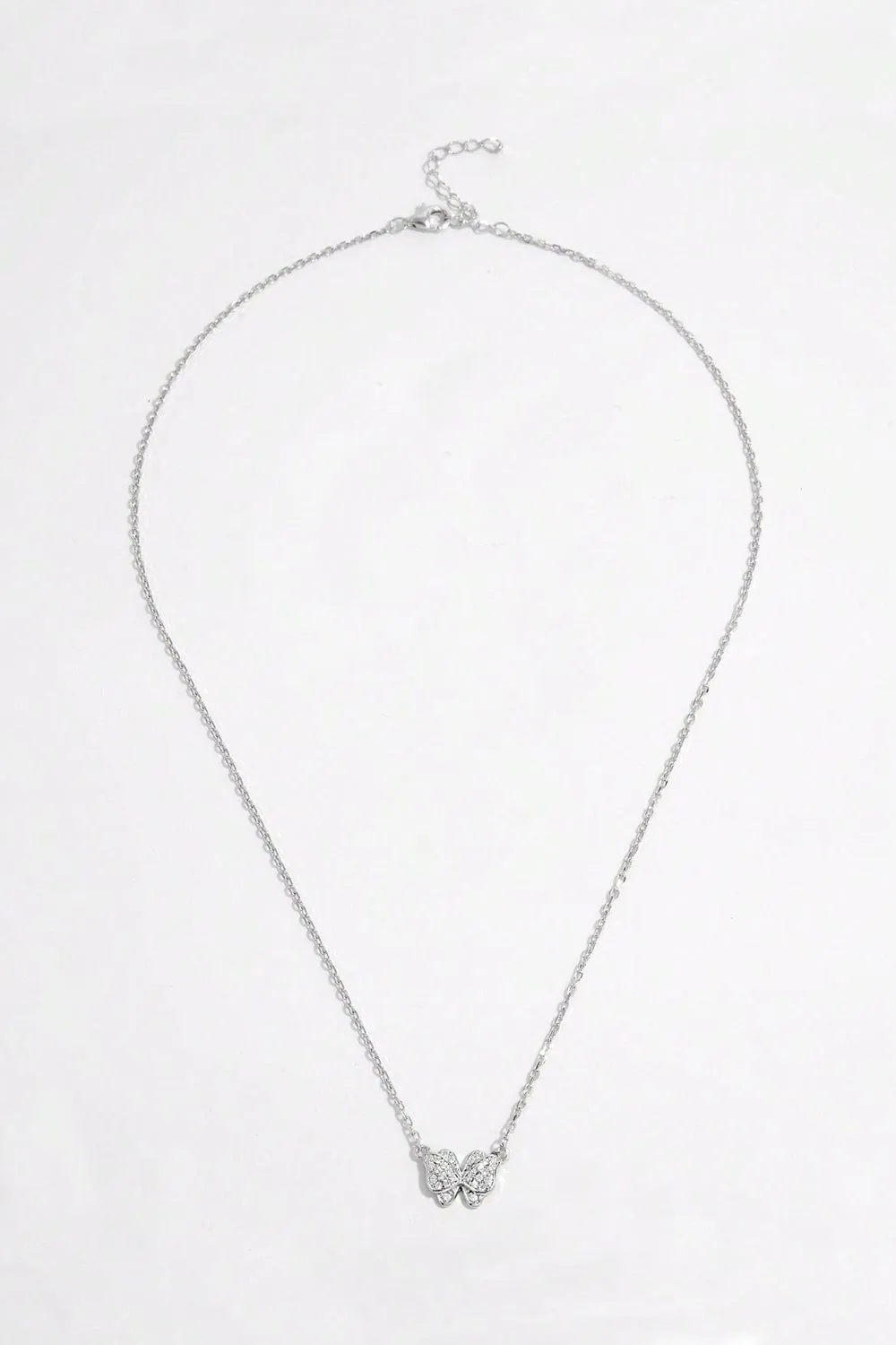 925 Sterling Silver Zircon Butterfly Pendant Necklace
