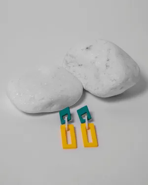 ACRYLIC SOLID DANGLE LONG RECTANGLE EARRINGS 2139 - حلق