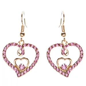 Adorable Valentine Theme Fashion Crystal Rhinestone Heart Earrings E908 Pink