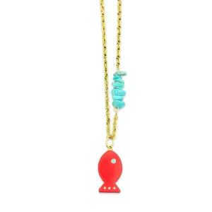 Amalfi lucky fish necklace red coral